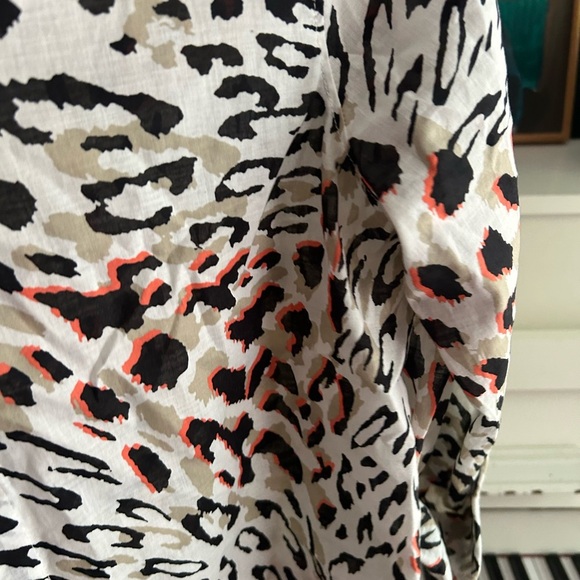 Foxcroft Animal Print Blouse - Black, White, Red 4 - Picture 15 of 16